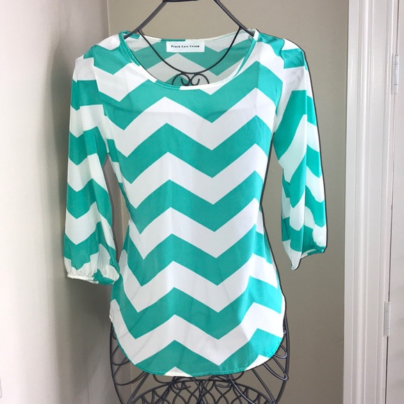 “Minty Dream” 🍬 Chevron Blouse - Picture 5 of 5